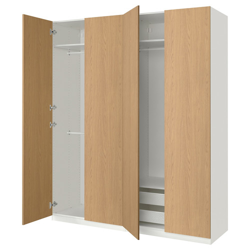 PAX / STORKLINTA Wardrobe combination, white/oak effect, 200x60x236 cm