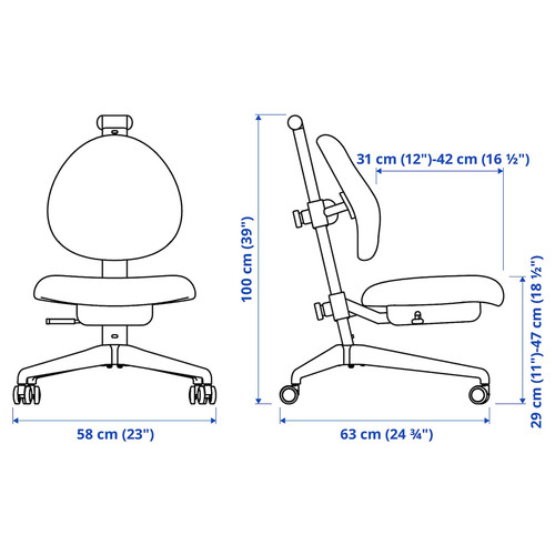 MICKE / DAGNAR Desk and chair, white/turquoise