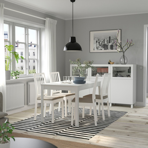 EKEDALEN / EKEDALEN Table and 4 chairs, white/Hakebo beige, 120/180 cm