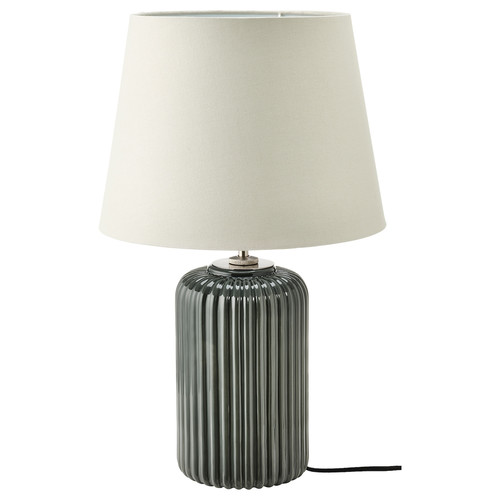 SNÖBYAR Table lamp, grey-turquoise ceramic, grey, 52 cm