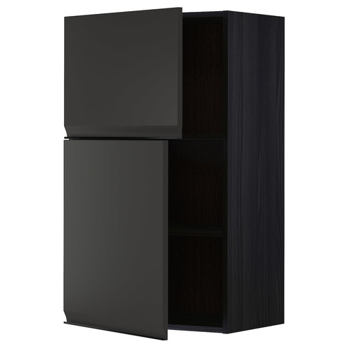 METOD Wall cabinet with shelves/2 doors, black/Upplöv matt anthracite, 60x100 cm