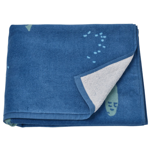 BLÅVINGAD Bath towel, turtle pattern/dark blue, 70x140 cm