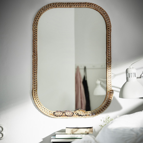 SOMMARBO Mirror, rattan, 53x76 cm