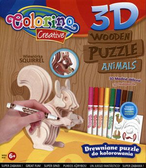 Colorino Creative 3D Wooden Puzzle Animals Squirrel 6+