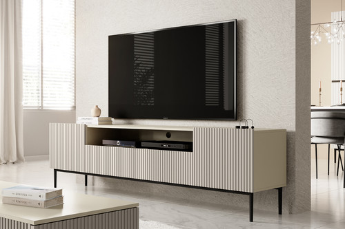 TV Cabinet Nicole 200cm, cashmere/black legs