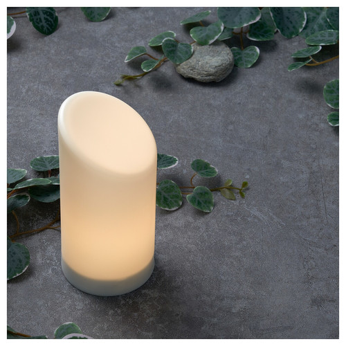 ÄDELLÖVSKOG LED block candle, white/in/outdoor, 16 cm