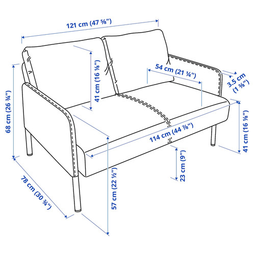 GLOSTAD 2-seat sofa, Knisa dark grey