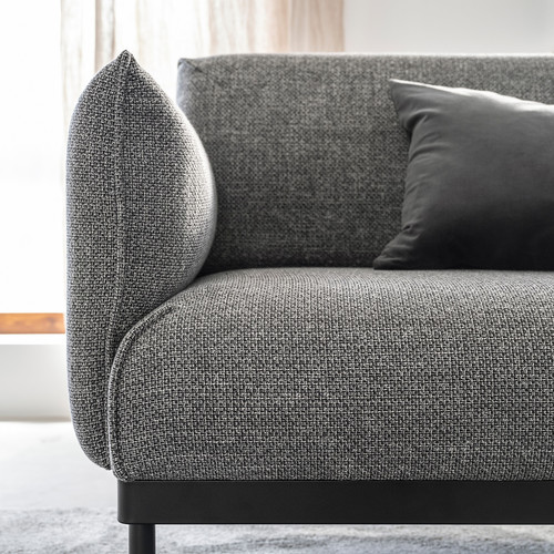 ÄPPLARYD 4-seat sofa with chaise longue, Lejde grey/black