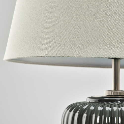 SNÖBYAR Table lamp, grey-turquoise ceramic, grey, 52 cm