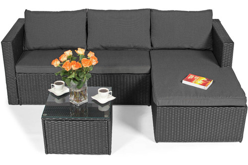 Outdoor Corner Furniture Set ROMA, black/grey