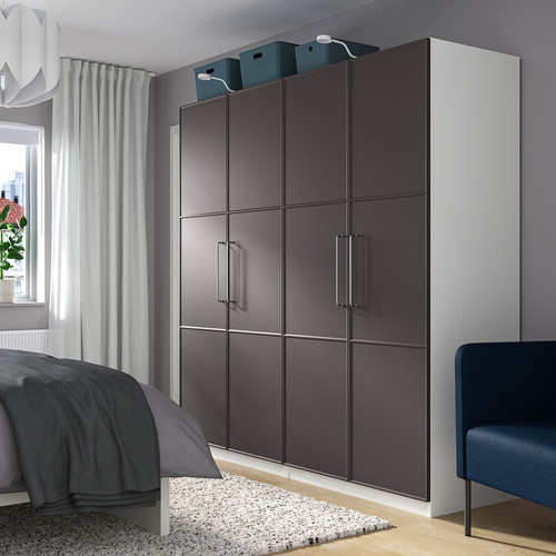 PAX / MERÅKER Wardrobe, white/dark grey, 200x60x201 cm