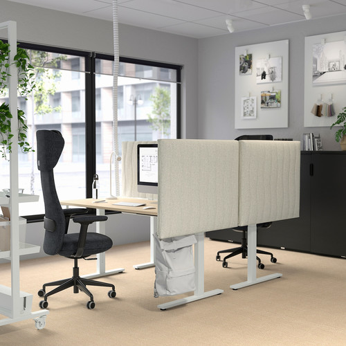 MITTZON Desk sit/stand, electric birch veneer/white, 160x80 cm