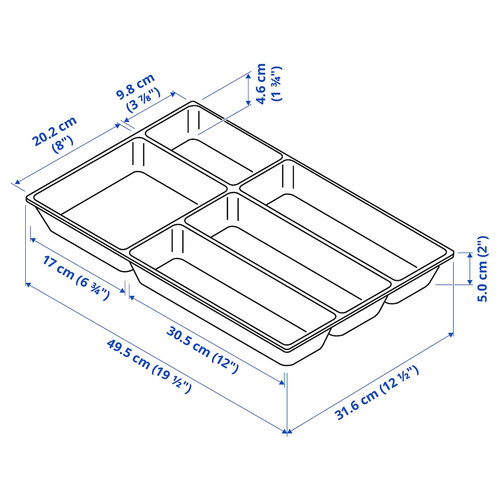 UPPDATERA Cutlery tray, white, 32x50 cm