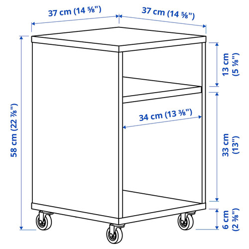 VIHALS Bedside table, white, 37x37 cm