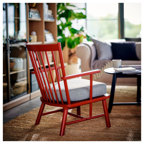 PERSBOL Armchair, brown-red/Tibbleby beige/grey