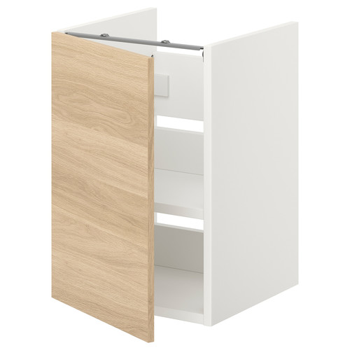 ENHET Bs cb f wb w shlf/door, white, oak effect, 40x40x60 cm