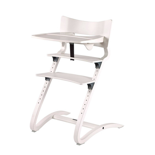 LEANDER CLASSIC™ High Chair Set White with Safty Bar, Tray with Dark Blue Cushion