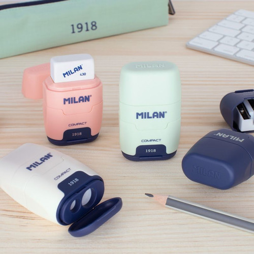 Milan Sharpener & Eraser 2in1 Compact 1918 16pcs