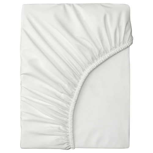 BRUKSVARA Fitted sheet, white, 90x200 cm