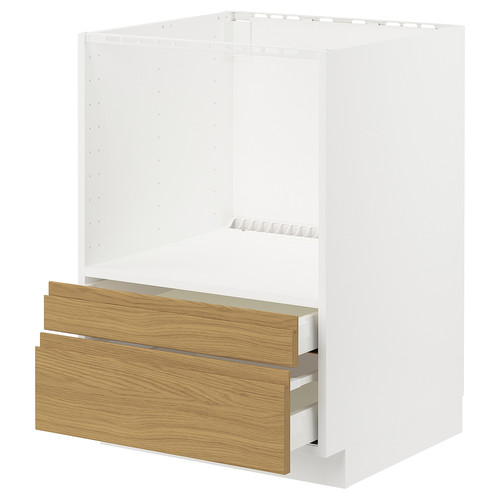 METOD / MAXIMERA Base cabinet f combi micro/drawers, white/Voxtorp oak effect, 60x60 cm