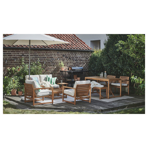 NÄMMARÖ 4-seat conversation set, outdoor, light brown stained/Frösön/Duvholmen beige