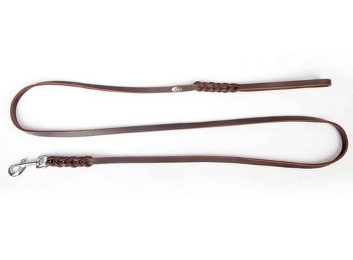 Dingo Braided Leather Dog Leash 0.8x230cm, brown