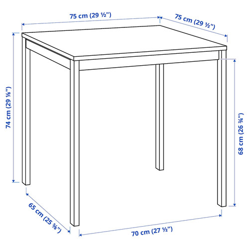 MELLTORP / GENESÖN Table and 2 chairs, white white/metal blue, 75 cm