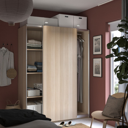 PAX / HASVIK Wardrobe, white stained oak effect/white stained oak effect, 150x66x201 cm