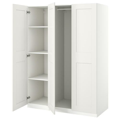 PAX / GRIMO Wardrobe combination, white, 150x60x201 cm