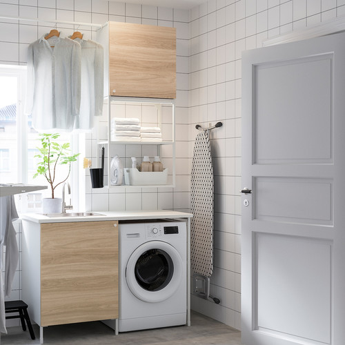 ENHET Laundry, white/oak effect, 123x63.5x87.5 cm