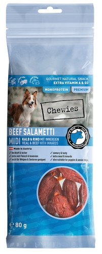 Chewies Beef Salametti Midi Veal & Beef Dog Snack 80g