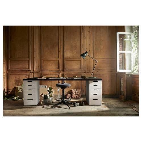 LAGKAPTEN / ALEX Desk, black-brown/white, 200x60 cm