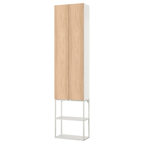 ENHET Wall storage combination, white, oak effect, 60x30x255 cm