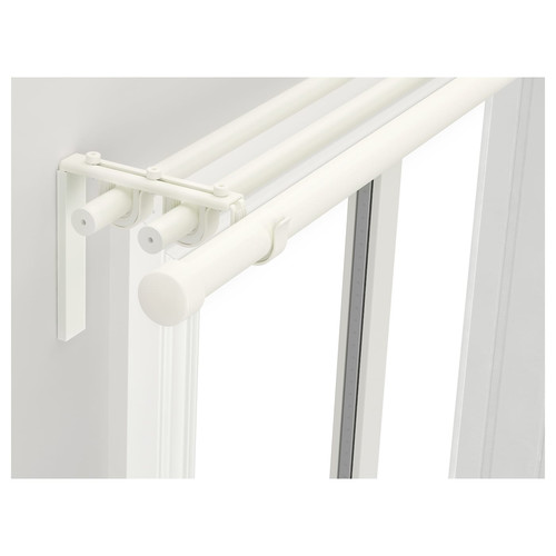 RÄCKA / HUGAD Triple curtain rod combination, white, 120-210 cm