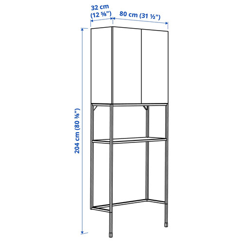 ENHET Storage combination for laundry, anthracite/white, 80x32x204 cm