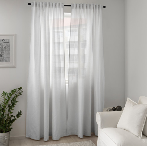 TIBAST Curtains, 1 pair, white, 145x300 cm