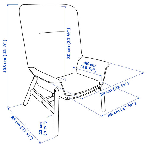 VEDBO High-back armchair, Gunnared dark grey