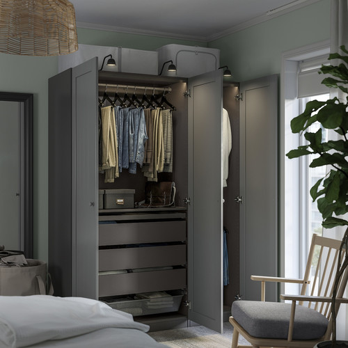 PAX / GULLABERG Wardrobe combination, dark grey/grey, 150x60x201 cm