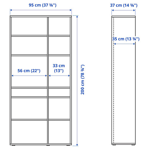VIHALS Storage combination w glass doors, white/clear glass, 190x37x200 cm