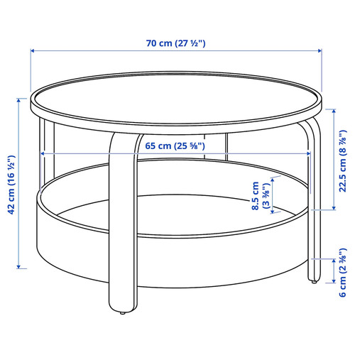 BORGEBY Coffee table, black, 70 cm