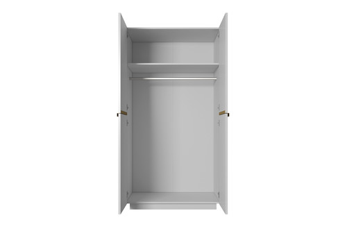 Wardrobe Nicole 100 cm, matt white, gold handles