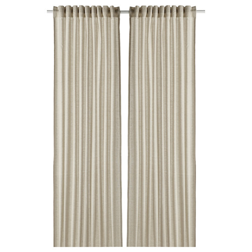 HANNALILL Curtains, 1 pair, light olive-green, 145x300 cm