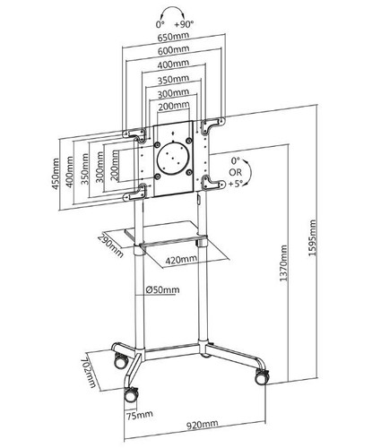 NewStar TV Trolley 37-70" NS-M1250WHITE