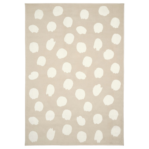 BOGENSE Rug, low pile, beige/white dotted, 133x195 cm