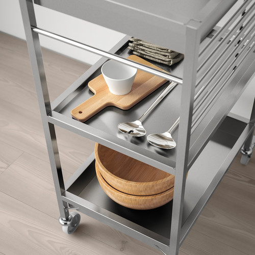 KUNGSFORS Kitchen cart, stainless steel, 60x40 cm