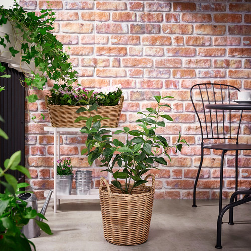 FLODBJÖRK Plant pot, in/outdoor light grey-brown, 24 cm