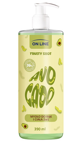 ON LINE Fruity Shot Hand & Body WashAvocado 95% Natural 390ml