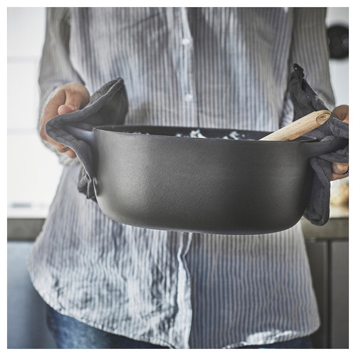 VARDAGEN Casserole with lid, enamelled cast iron matt/black, 5 l