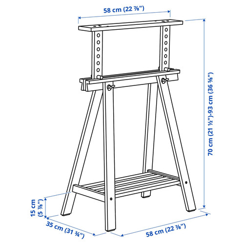 MITTBACK Trestle, birch, 58x70/93 cm