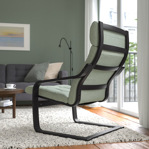 POÄNG Armchair, black-brown/Gunnared light green